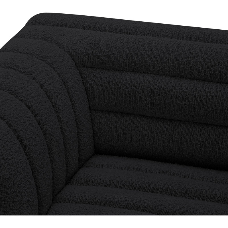 Canapé modulaire rembourré 148 po Iyon, Tissu bouclé noir