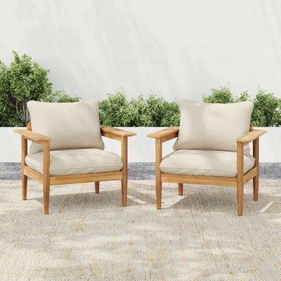 Terassi Outdoor Acacia Wood Lounge Chair, Set Of 2