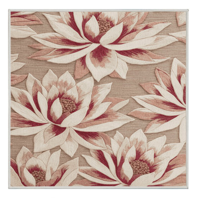 Tapis botanique beige lavable à la machine