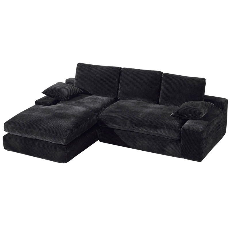 99*69" Modular Sectional , 2 Pc Combination, Black L - Shape Sleeper, Comfortable And With Frame Spring Pack , Reversible Foam Soft Seats