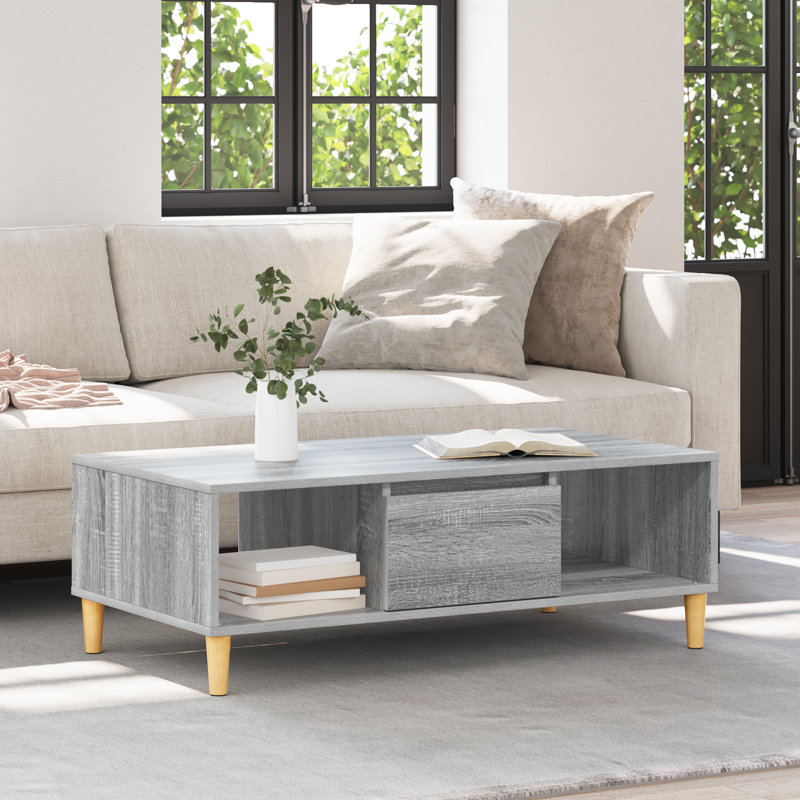 Coffee Table Engineered Wood Tables Living Room Modern Low Contemporary, Grey Sonoma
