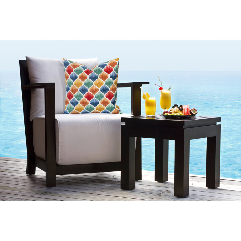  Tide Pool Caribbean Outdoor Square Pillow Cover & Insert, 26" H x 26" W x 6" D, Red/Teal/Orange