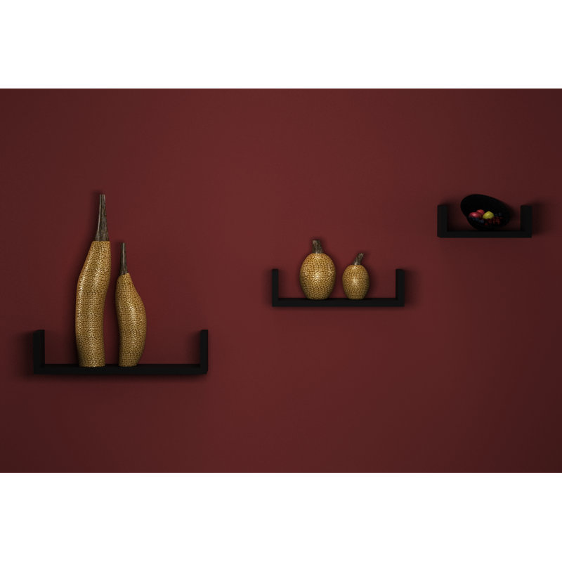 Summitville 3 Piece Floating Shelf, Black