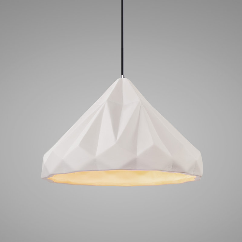 Luminaire suspendu géométrique 1 lumière Cattier, Chrome poli, Bisque