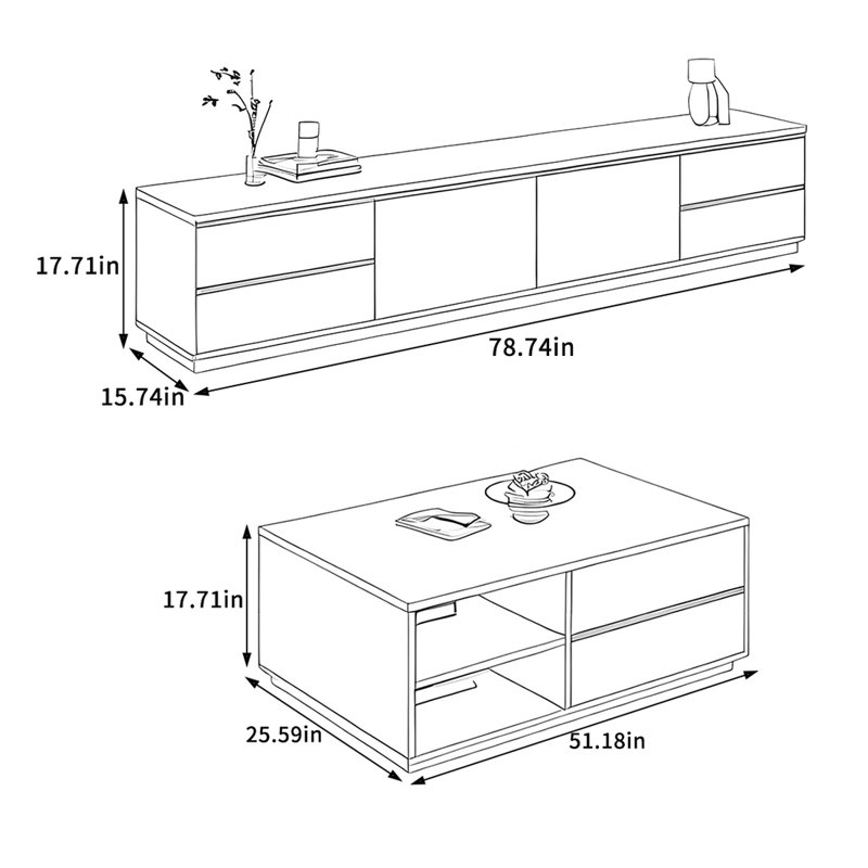 Ensemble de table basse et meuble télé Modern Minimalist