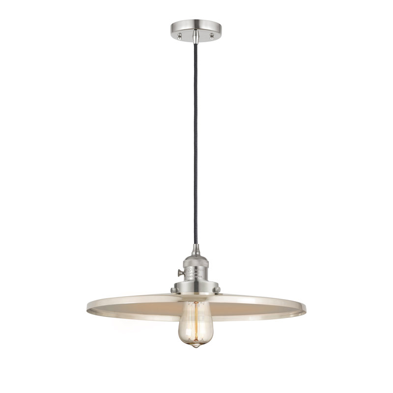 Luminaire suspendu simple 1 lumière, Nickel poli, Nickel poli, H 5,88 po x l 16 po x P 16 po