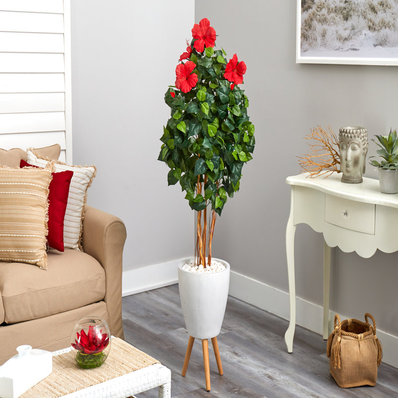58'' Faux Flowering Tree in Clay Planter