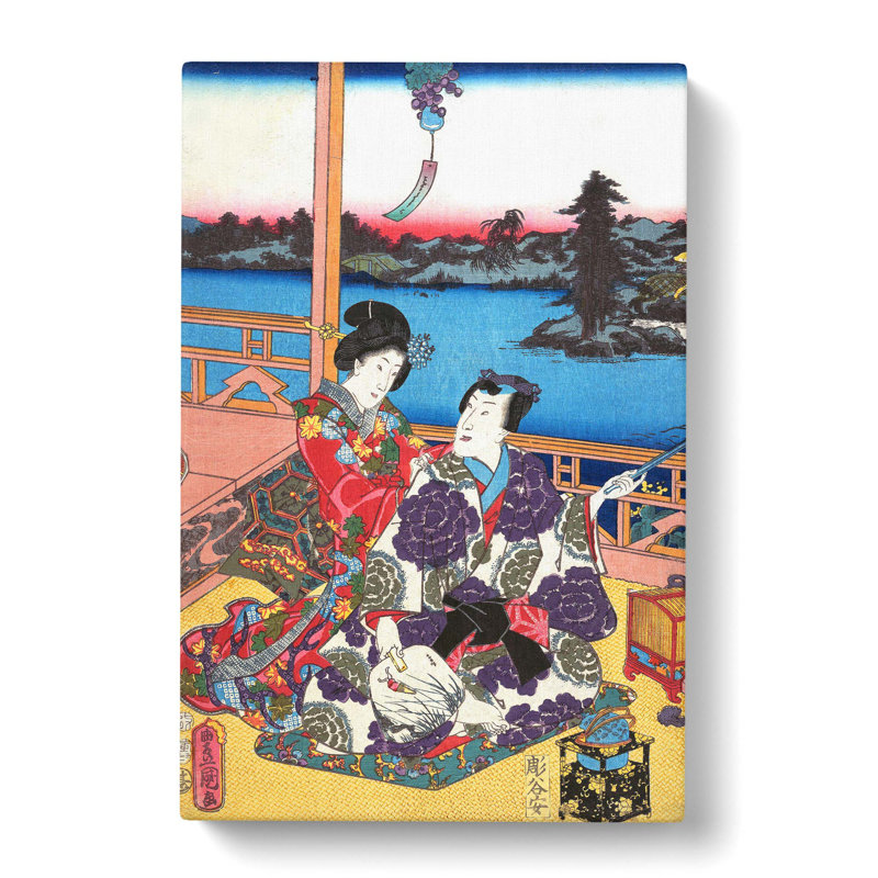 Sunset On The Veranda by Utagawa Kunisada - Wrapped Canvas Print, 60cm H x 40cm W x 3cm D