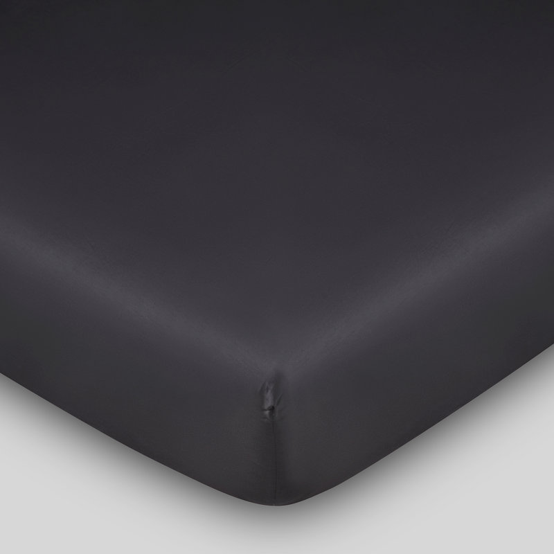 Twin Dark Gray Organic Cotton Percale Fitted Sheet Set