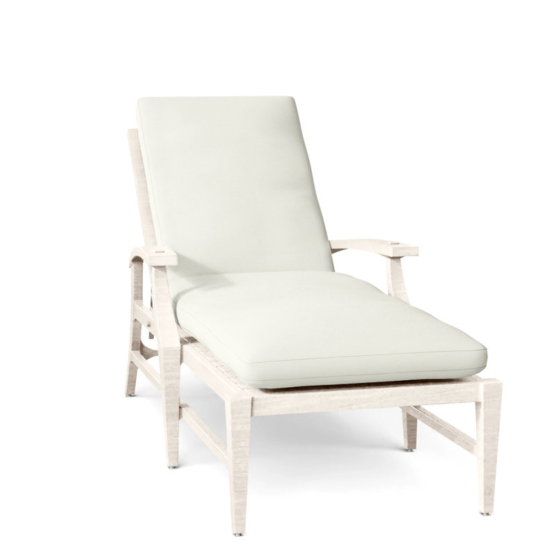 Croquet Aluminum Outdoor Chaise Lounge, No Welt, Oyster, Natural White