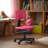 Kids Task Chair with Adjustable Height and Breathable Plastic Seat and Backrest for Home Study or Playroom