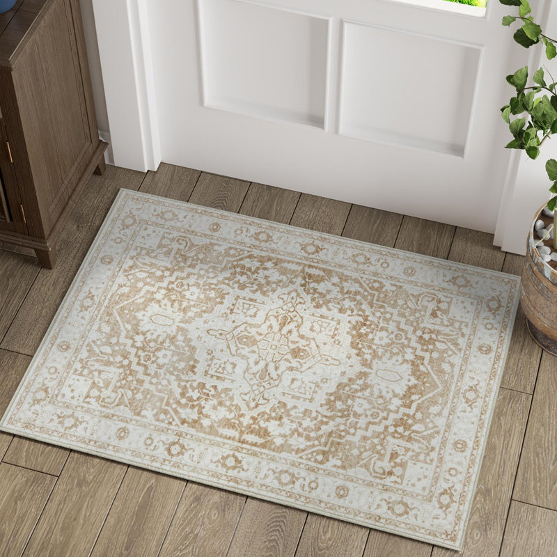 Purl Chenille Mashine Washable Vintage Indoor Arae Rug with Non-Slip Backing for Bedroom Living Room Kitchen Entryway