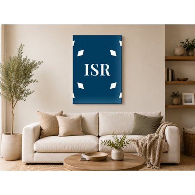 Israel Football Nations Luxury Diamond Monogram — Navy Blue White — Canvas Wall Art