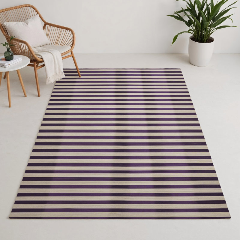 Tapis intérieur / extérieur beige HorizontalStripes, Rectangle 5 pi x 7 pi