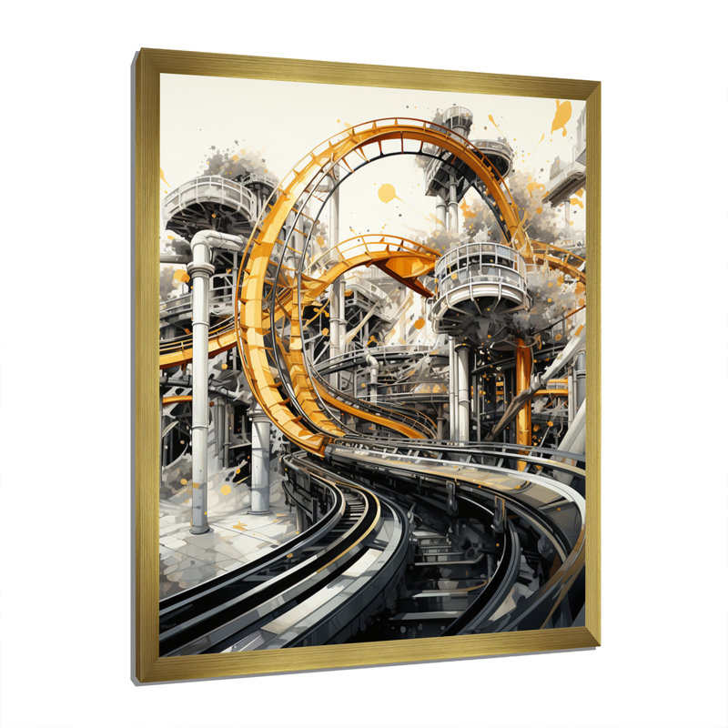 Rollercoaster Symphony I, reproduction d'art sur toile, H 20 po x l 12 po x P 1 po, Encadrement doré