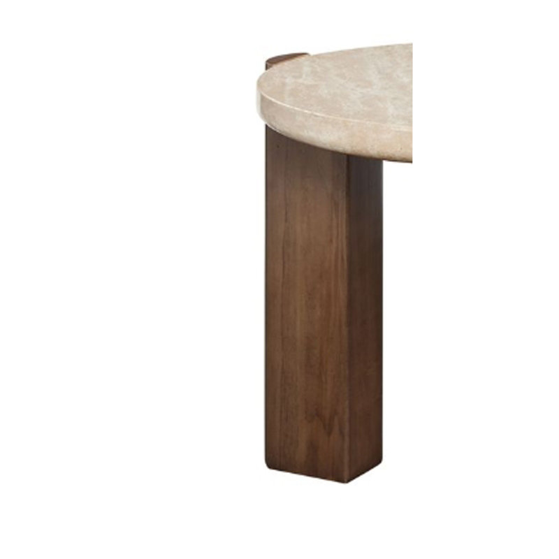 Travertine Top & Dark Oak End Table