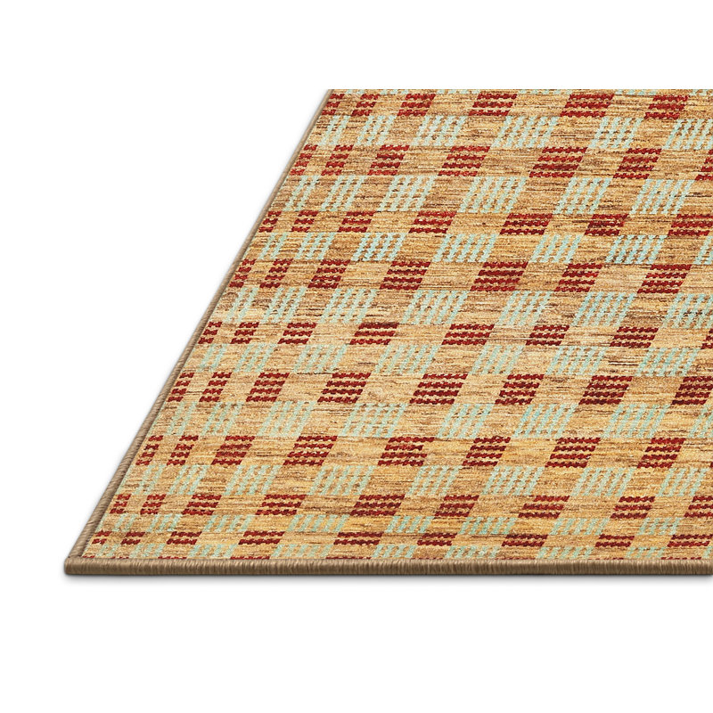Tapis de zone orange contemporaine, Rectangle 5 pi x 7 pi