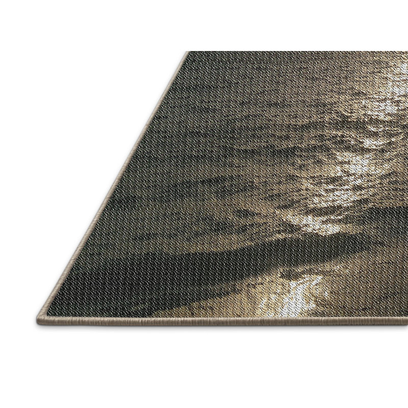 Tapis gris/zone noire à motifs, Rectangle 5 pi x 7 pi