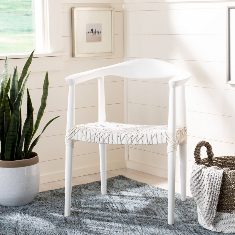 Fauteuil d'appoint en cuir Gofried, Cuir blanc, Blanc