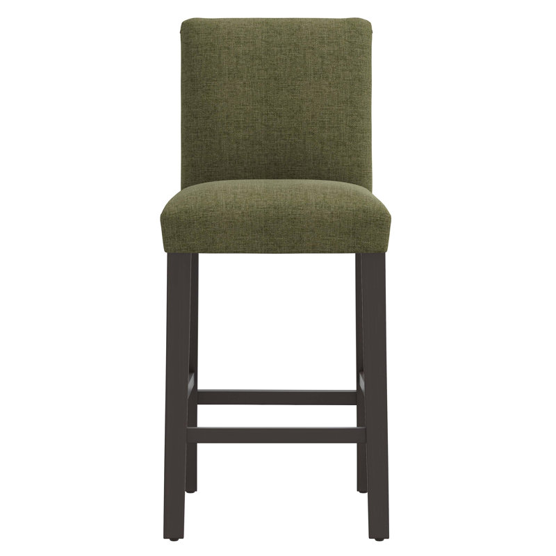 Hadrien Bar & Counter Stool, Bar Stool (31” Seat Height), Zuma Laurel Textured Linen, Black Wood