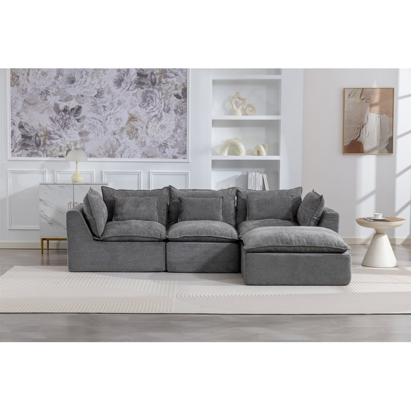 Canapé modulaire surdimensionné de 102,3 po de large avec canapé modulaire True Relax Comfy, Antique Grey