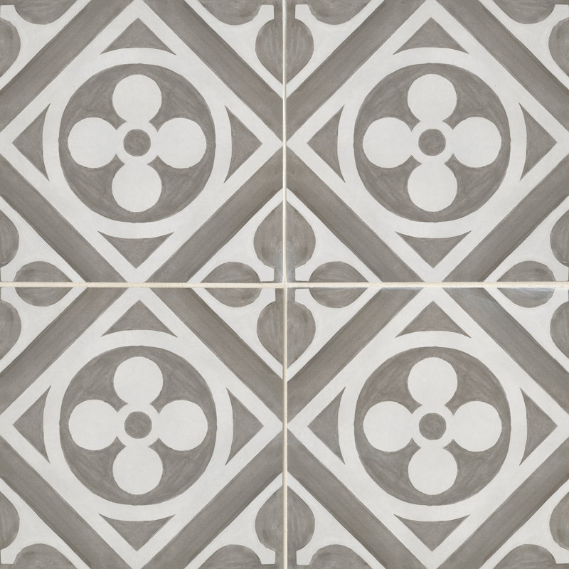 Chateau 12" x 12" Porcelain Patterned Wall & Floor Tile, Canvas/Smoke