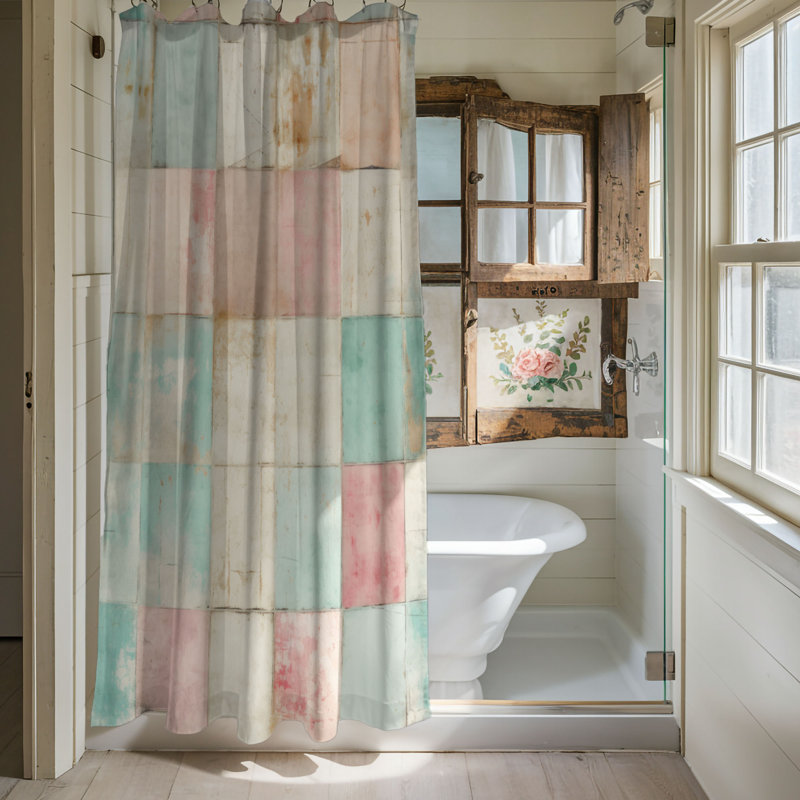 Rideau de douche Teal Echoes - Premium, H 74 po x l 71 po, Teal Echoes