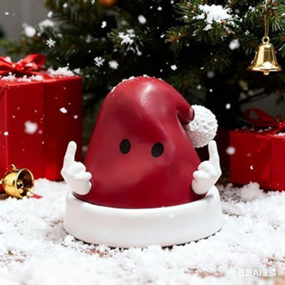 Christmas Santa Hat Figurine, Funny Middle Finger Statue, Cute Decor For Christmas Decorations Indoor, Xmas Figurine For Porch And Indoor Home Party Winter Decor Gifts