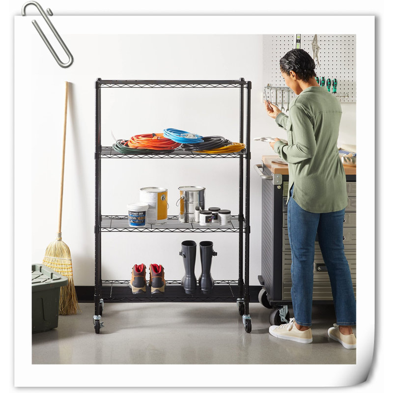 Étagère de rangement en métal, Noir, H 57,75 po x l 36 po x P 14 po