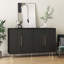 Buffet moderne cannelé avec rangement et tablette réglable et poignée en métal-1941514253