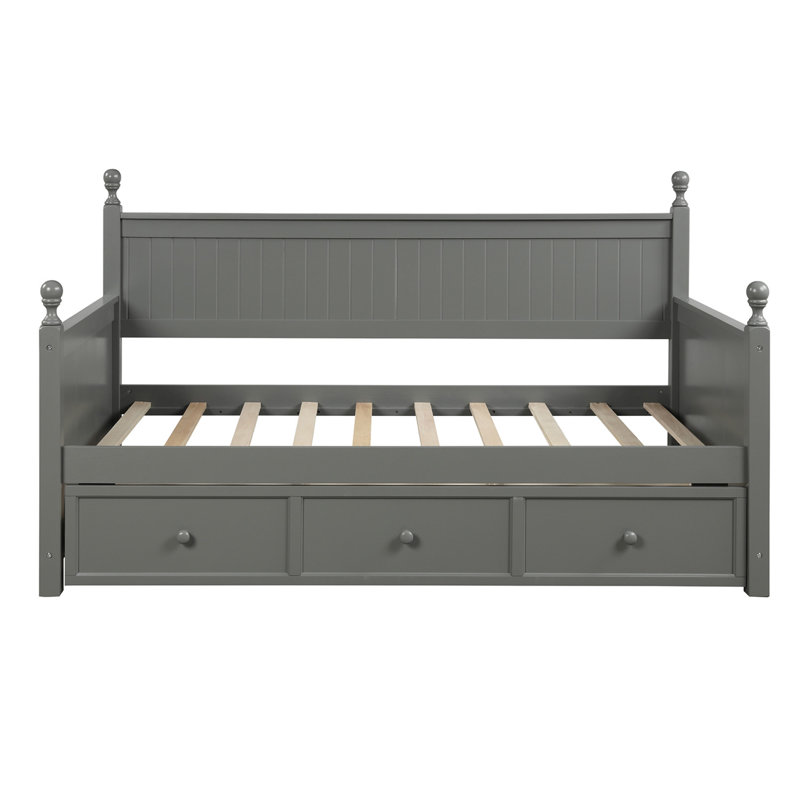 Stylish And Functional Twin Size Daybed With Storage Drawers In Gray