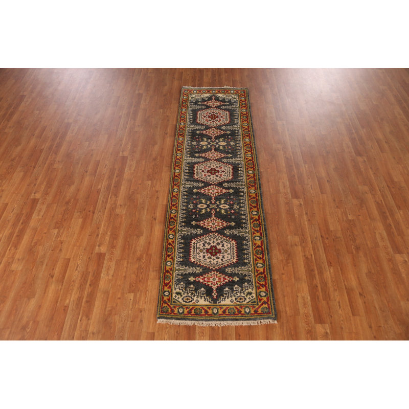 Tapis de couloir indien gris en laine Viss 3 x 8