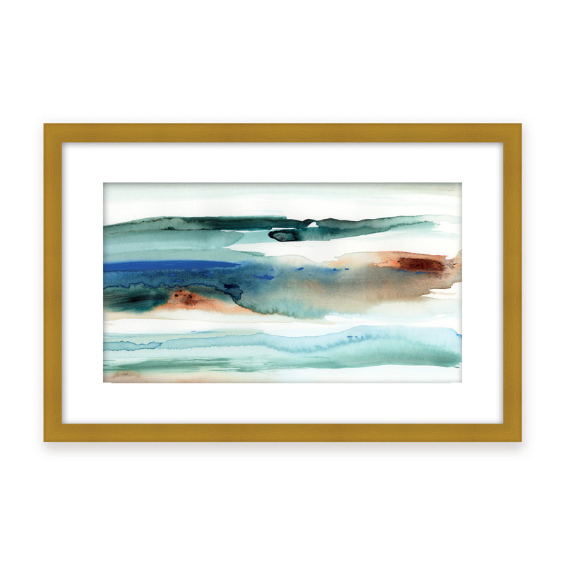 Coastal Retreat Beach Waves Abstract, Framed Canvas, 16" H x 24" W x 2.375" D, Black