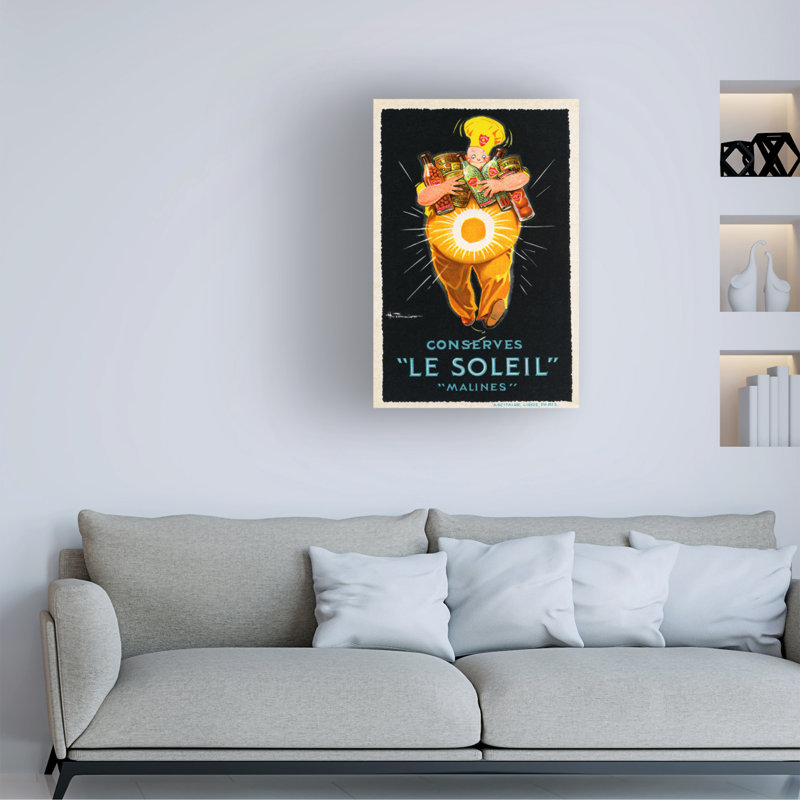 «L'inconnu», Le Soleil Malines, conserves - publicité sur toile, H 24 po x l 16 po