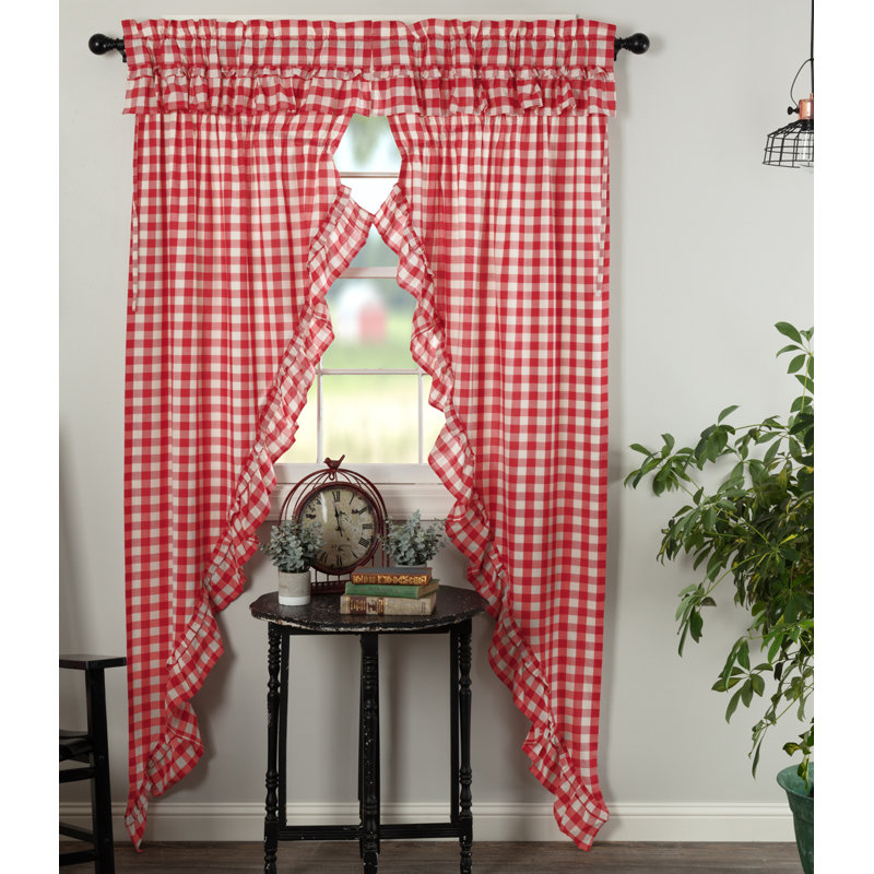 Paire de rideaux avec passe-tringle Annie, Rouge rustique / crème antique