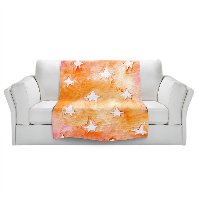  Couverture Artsy Stars, 51 po x 60 po, Orange
