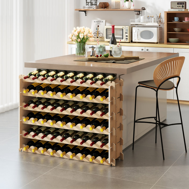 Support à vin empilable pour 54 bouteilles - rangement autoportant à 6 niveaux pour bouteilles de style bordeaux, tablette modulaire pour la maison, la cuisine, la cave ou le bar