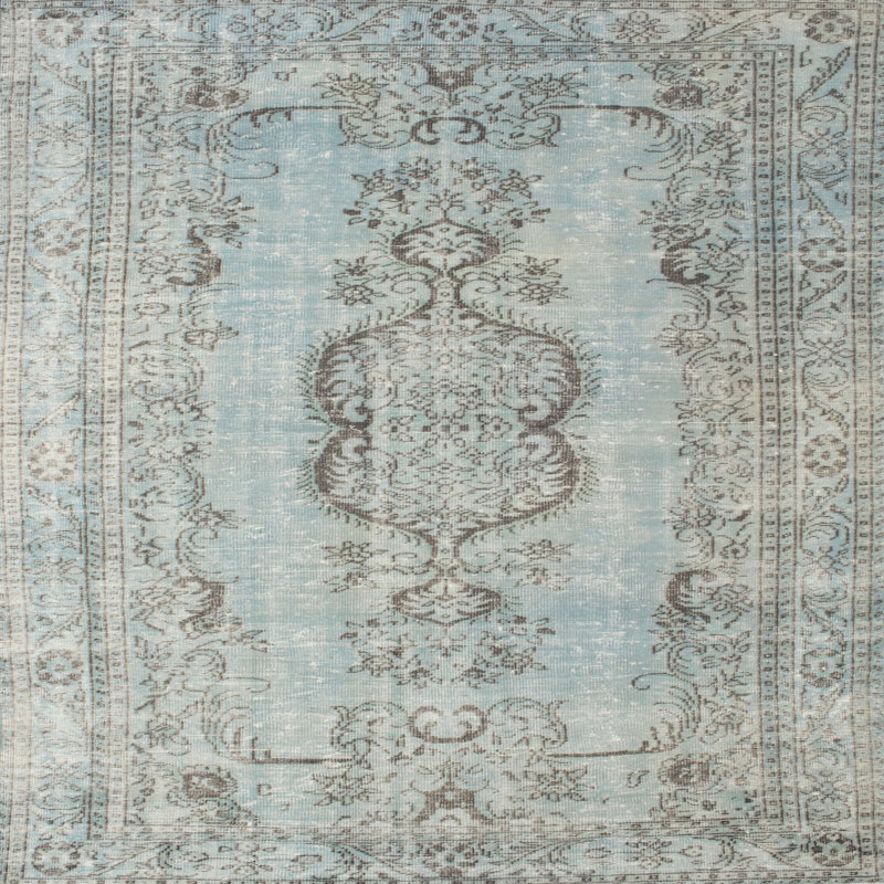 Tapis gris/bleu/brun contemporain, Carré 5 pi