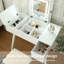 Bureau de meuble-lavabo avec grand miroir lumineux à DEL et armoire en bois blanc laiteux et Power Point, table de maquillage pour chambre à coucher, luminosité réglable, style gracieux