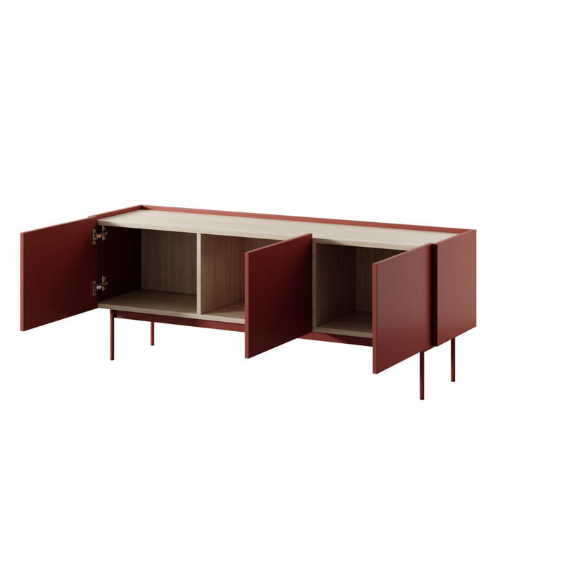 Chavey Coffee Table with Storage, Red