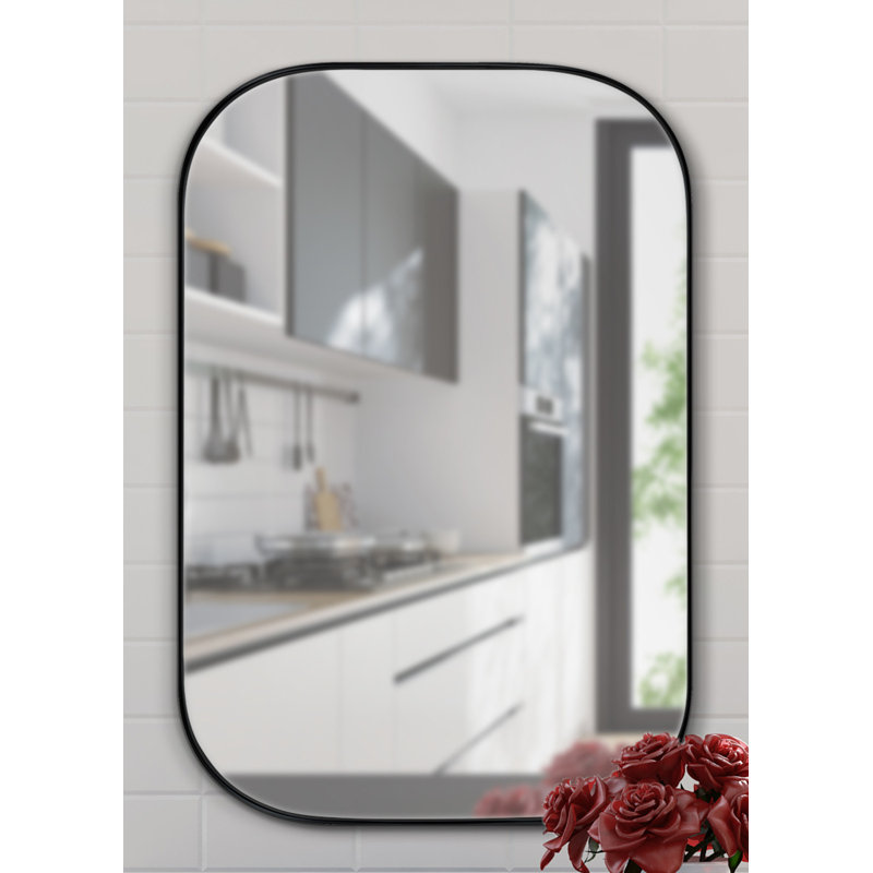 Slade Metal Flat Mirror, 30" x 20", Black