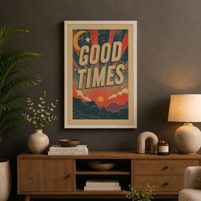 Good Times Retro - Wrapped Canvas, 24x16 - 61.0 x 40.6 cm, Black Border