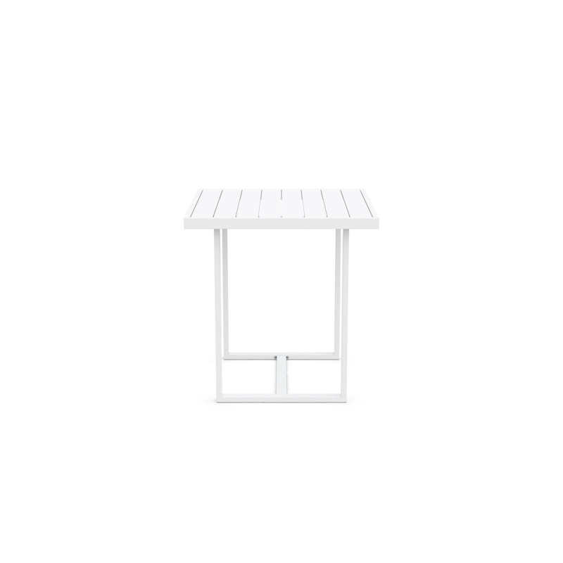 Pavia Power Coated Aluminum Bar Table, Matte White, 35.23" W x 35.23" L x  42.13" H