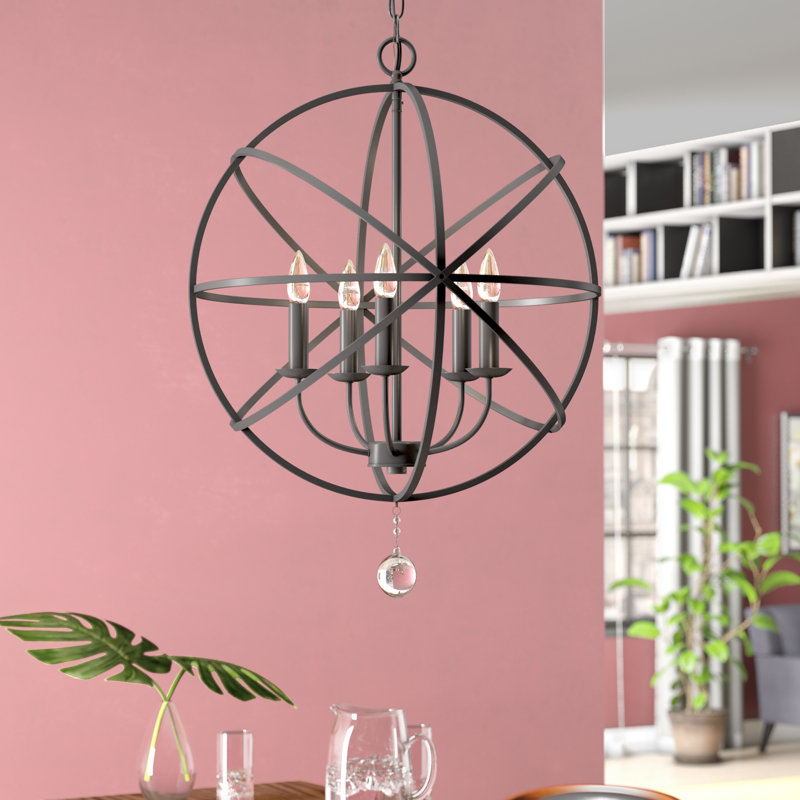 Puma 5 - Light Dimmable Globe Chandelier, Matte Black