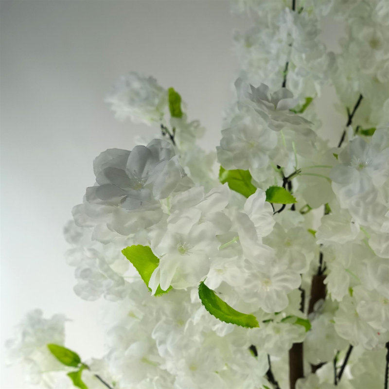 Plastic, Silk Artificial Arrangement in Planter, White