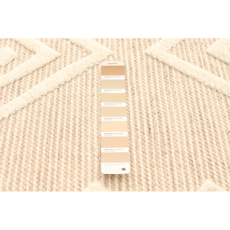 Tapis beige en laine noué à la main de conception unique nouvel âge 5 pi 3 po x 7 pi 5 po Hayyan