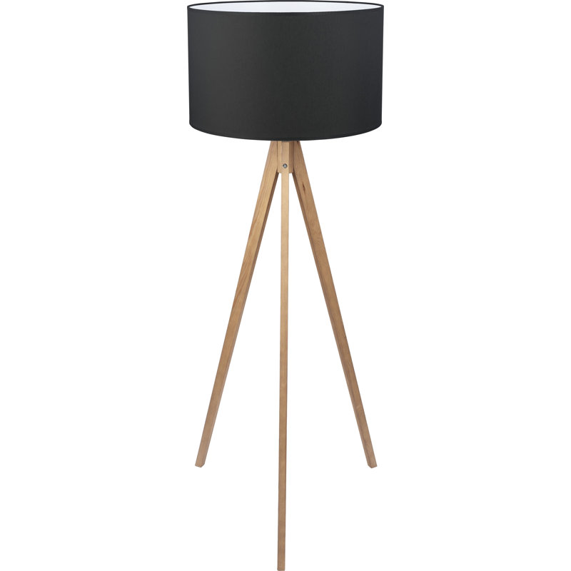 Averee 145cm Wood Tripod Floor Lamp, Black