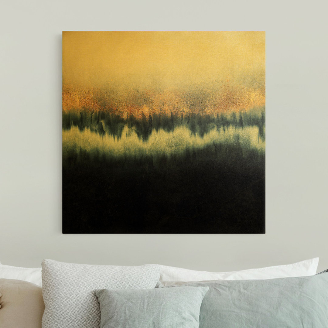 Leinwandbild - Goldener Horizont Aquarell