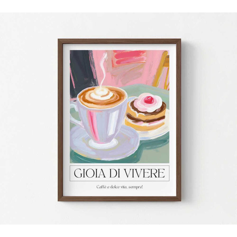 «Gioia di Vivere Café», impression d'art café moderne italien, H 48 po x l 36 po, Impression encadrée sans passe-partout