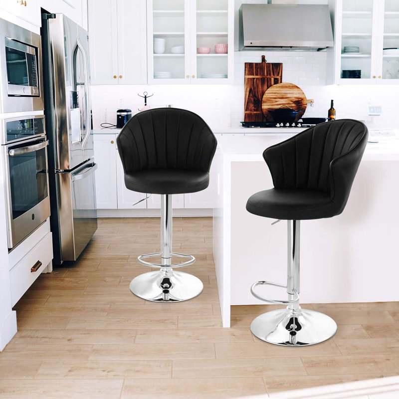 Tabouret de comptoir pivotant à hauteur réglable avec structure en métal 2 pièces Levane